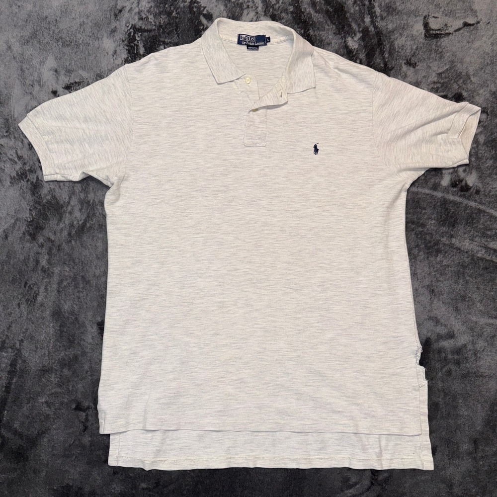 Polo by Ralph Lauren Light Heather Gray Polo Shirt with Navy Logo
